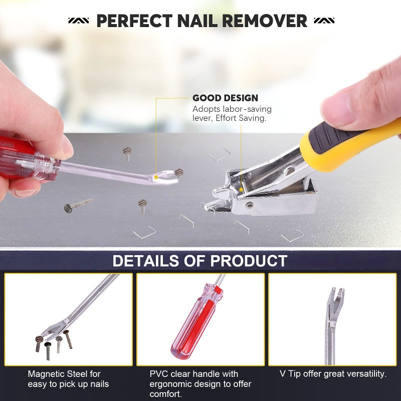Mardatt 4Pcs Upholstery and Construction Staple Remover Tack Puller Nail Remover Tools Set W End Cutting Pliers, Staple Puller, Tack Lifter, Fastener Remover, for Furniture Floor Wall Car Photo Frame - Image 5